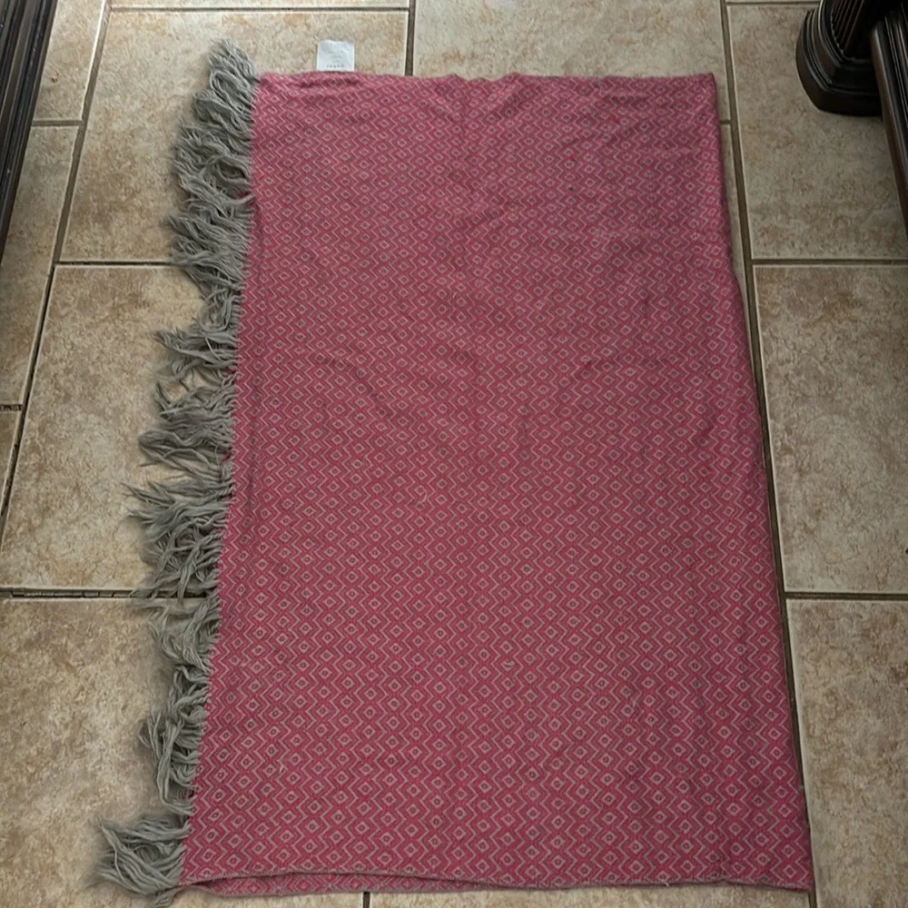 West Elm Woven Acrylic Fringed Throw Blanket 44